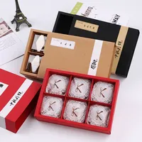 Boîte à biscuits et gâteaux de lune en papier kraft de qualité alimentaire, avec tiroir et séparateurs, idéale pour les cadeaux de festival - Vente chaude