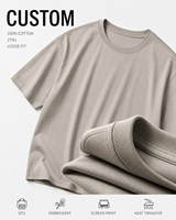 T-shirt Homme Personnalisé en Coton Peigné Épais, Coupe Ample Décontractée, Épaules Tombantes, Vente en Gros OEM
