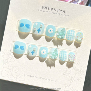 <span class=keywords><strong>Faux</strong></span> ongles pour enfants en gros, extensions d'ongles artificiels, mignons dessins animés, faits à la main, en ABS, strass 3D, ongles à presser pour petites filles - Product Image 6