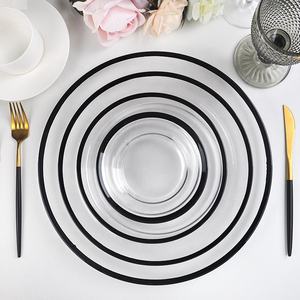SONYA Piatti di Presentazione Classici da 13 Pollici in Vetro Trasparente con Bordo Nero per Uso Domestico - Product Image 5