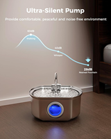 Fontaine à eau pour animaux de compagnie en acier inoxydable de 3,2 L avec pompe de circulation et filtre pour chats d'intérieur