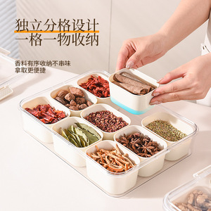 Spice Container Divided Transparent 9-Compartment Airtight <b>Storage</b> <b>Box</b> For Kitchen Seasoning Food Grade With Handle - Product Image 4