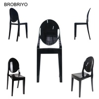 Vente en gros de chaise d'hôtel Chaise d'extérieur empilable transparente en acrylique transparent cristal salle à manger fantôme en plastique noir Chaise pour événement de mariage
