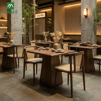 Kommerzielle Restaurant-Möbelgarnitur Chinesisches Teehaus Massivholz Geflochtener Rattanstuhl Esstisch Sitzbank Sofa Modernes Design Langlebig