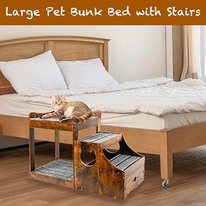 Premium Quality Custom Made Solid Dog Window Perch with Stairs Multi-Layer Dog <strong>Bunk</strong> <strong>Bed</strong> with Bedside Drawers - Product Image 6