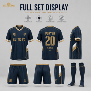 Ensemble de maillots de football personnalisés, uniforme de football par sublimation, kit d'équipe avec logo, nom, numéro, étiquette privée pour les clubs, les écoles, les marques - Product Image 2