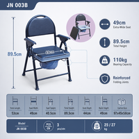Chaise de toilette pliante rembourrée avec dossier et accoudoirs, lot de 3, export en carton, vente en gros, fournitures pour maisons de retraite
