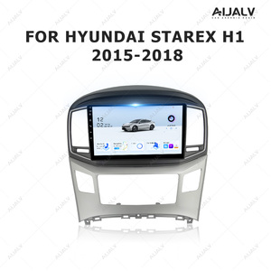 Aijia Lecteur DVD de voiture 9 pouces Cadre Radio Android Tableau de bord Panneau stéréo de voiture pour HYUNDAI STAREX/ H1 2015-2018 Noir argenté - Product Image 2