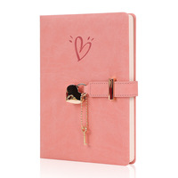 Cuaderno de Cuero PU con Cierre en Forma de Corazón, 100 Hojas A5, Tapa Dura, Encuadernación Cosida, Diario con Llave, Regalo, Diario de Viaje