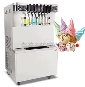 Machine à crème glacée molle automatique multi-saveurs pour milkshakes, nouilles, crèmes glacées, yaourts et desserts, 5 saveurs mélangées - Product Image 1