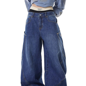Jeans Vintage para Mujer, Diseño de Cintura Alta, Estilo Urbano, Pantalones Anchos, Bordados, Casuales, Personalizados, Vaqueros Holgados - Product Image 2