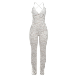 Tuta 2025 estate Sexy senza maniche in pizzo senza schienale per donna-elegante tutina intera con scollo a V senza maniche - Product Image 6