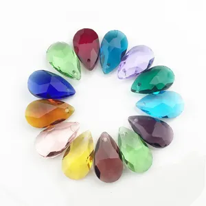 16mm 22mm 28mm Teardrop Crystal Beads DIY Bracelet Necklace Material Colorful Teardrop Pendant Glass Beads For Jewelry Making