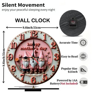 Round Wooden Wall <b>Clock</b> 25x25Cm Silent Non Ticking Villa Living Room Decoration <b>Clock</b> - Product Image 2