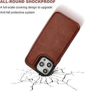 Funda de Cuero con Ranura para Tarjetas para iPhone 17 PRO Max, Diseño Crazy Horse, para iPhone 16 15 14 13 12, Funda Protectora Tipo Flip - Product Image 3