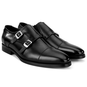 Hombre clásico vestido hecho a mano <span class=keywords><strong>Oxford</strong></span> doble hebilla de monje de cuero zapatos para hombres - Product Image 4