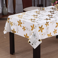 Nappe en PVC RNPT avec imprimé floral doré et support en tissu pour tables à manger