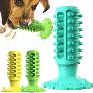 Newest Squeaky Dog Chew Toy Spiky Dog Toothbrush Toy with Suction Cup