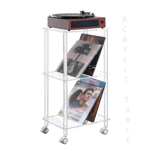 Small Bar Cart Acrylic Serving Cart Acrylic Side Table Stand Home Decor Coffee End Table Acrylic Beside Table with Wheels