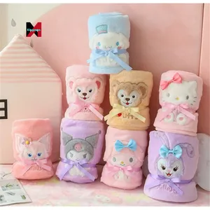 بطانية رائعة أنيمي من KAWAII Sanrio بتصميم هالو كيت ميلودي كورومي مصنوعة من الصوف المرجاني ومزودة بطبعة أفخم