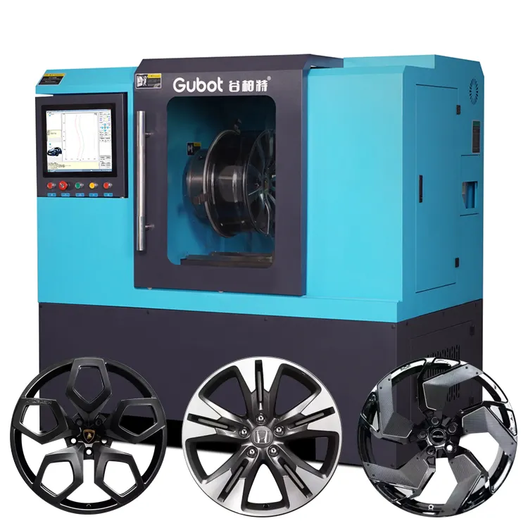 High-precision automatic rim repair lathe cnc alloy mag wheel diamond cutting refurbishment machine LSB300 Gubot horizontal