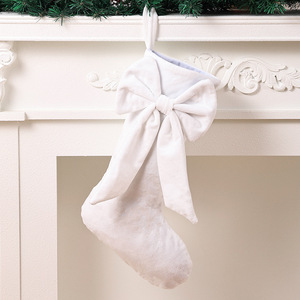 Nouvelles chaussettes de Noël en peluche de 18 pouces, couleur unie, broderie personnalisée, haute qualité, avec nœud - Product Image 6