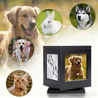 Caja de Madera para Cenizas de Mascotas con Marco para Fotos, Urna Conmemorativa para Perros y Gatos, Urna Funeraria para Mascotas