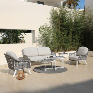 Canapé d'extérieur OSMEN PUGLIA en métal et rotin PE résistant aux UV, style ferme, pour cour et villa - Product Image 3