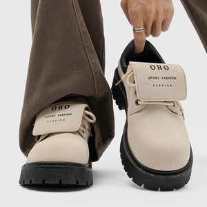 Bottes pour hommes en <span class=keywords><strong>camel</strong></span> à col rabattable, bottes à plateforme à lacets, chaussures confortables antidérapantes pour un usage quotidien et en extérieur - Product Image 4
