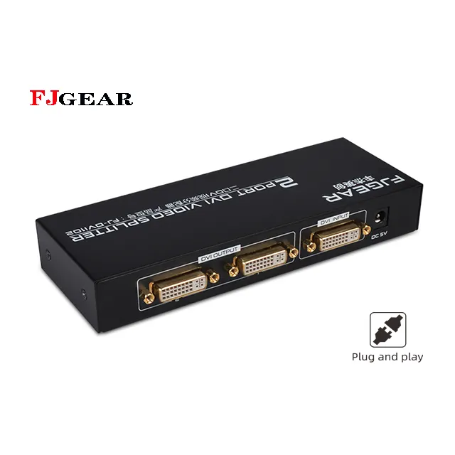 fjgear other home audio Dvi 1 to 2 video display splitter 1 input 2 output Dvi splitter Black 1080p