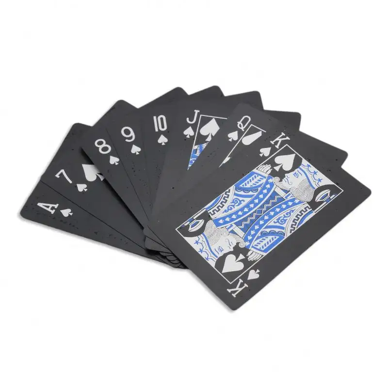 アメリカ合衆国100% 55Pcsデッキ防水プラスチックPvc黒と青カスタマイズされたポーカーカードカスタムカードゲームボックス