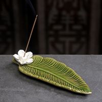 Tempat Dupa Keramik Buatan Tangan Sederhana untuk Dupa Gulung dan Dupa Batang, Pemurni Udara, Porselen, Aromaterapi, Dekorasi Rumah Berbentuk Bunga