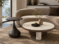 Table basse de luxe avec surface en pierre naturelle, mobilier de salon moderne, fabricant OEM
