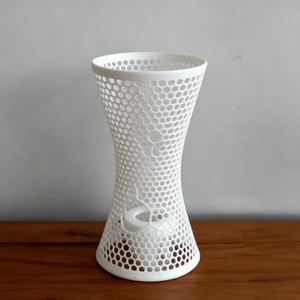 Jarrón Decorativo de Acero Inoxidable Impreso en 3D Personalizado - Servicio de Prototipado Artístico de Alta Precisión con Textura de Panal de Abeja SLS Nylon PA12 - Product Image 3