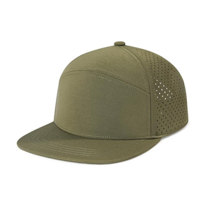 Sombrero de camionero plano de 6 paneles unisex al por mayor con agujeros de corte láser personalizados gorras de pico planas resistentes al agua para actividades al aire libre - Product Image 2