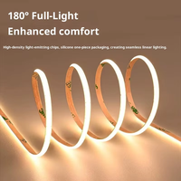 Bande LED COB auto-adhésive encastrable pour profilé en aluminium, plafond de meuble, ruban linéaire flexible, éclairage d'ambiance domestique, vente en gros