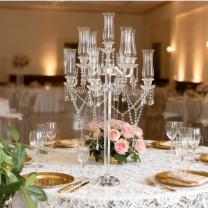 ZT-267 Luxury 9-Arms Crystal Beaded Candelabra New Wedding <strong>Centre</strong> <strong>Piece</strong> Hanging <strong>Table</strong> Decoration - Product Image 1