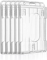 Drop Shipping Porte-carte d'identité double en plastique dur transparent Accessoire pour badge horizontal Porte-bâton vertical rigide