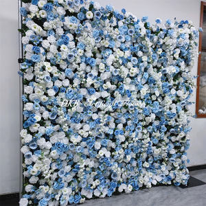 Fabricante mayorista de paredes de flores artificiales azul cielo, decoración de fondo de rosas de seda para bodas - Product Image 6
