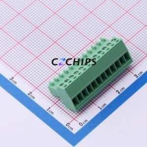 MX2EDGK-2.54-12P-GN01-Cu-Y-A Plug-in Terminal Block P=2.54mm Connector Male Plug 2.54mm Green 12P - Product Image 1