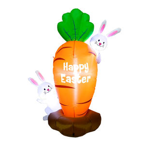 Décoration gonflable de Pâques de 1,5 m - Carotte gonflable lumineuse avec lapins mignons pour la décoration de jardin, pelouse, patio et fêtes - Product Image 1