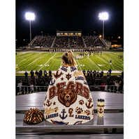 Couverture polaire personnalisée pour l'esprit scolaire, couverture imprimée avec la mascotte de l'équipe de football américain pour regarder les matchs au stade