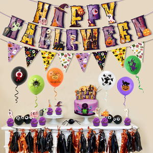 Décoration de fête sur le thème d'Halloween, bannière Joyeux Halloween, ballons en latex, décorations d'anniversaire pour enfants mignonnes et durables - Product Image 5