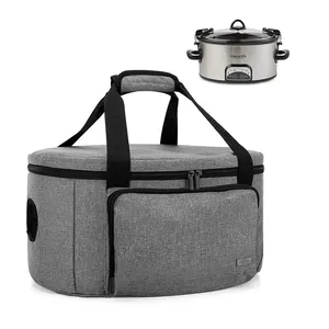 Insulated Slow Cooker Bag With A Bottom Pad And Lid Fasten Straps Slow Cooker Carrier Fits For Most Quart Oval Slow Cooker