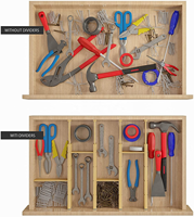 Organisateur de tiroir de cuisine en bambou avec séparateurs ajustables, 6 mini inserts, rangement extensible pour couverts et ustensiles - Design moderne