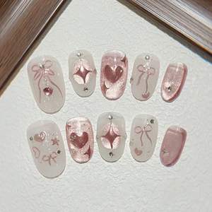 <span class=keywords><strong>Uñas</strong></span> Postizas con Diseño <span class=keywords><strong>de</strong></span> Corazón y Rosa en <span class=keywords><strong>Relieve</strong></span> Tridimensional, Color Oro Rosa, con Pegamento, Larga Duración, Venta al por Mayor - Product Image 2