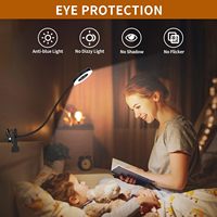 Lampe de lecture LED à clipser moderne, 3 modes de couleur, 10 niveaux de luminosité, bras flexible en ABS, pour enfants, chevet, table, dortoir