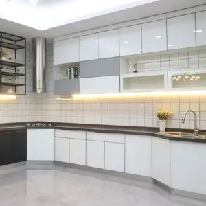 China Fabricante de Alto Brilho Laca Acrílica Porta Designs Completa gabinete Moderno conjunto de móveis de cozinha