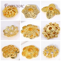 Lot de 50pcs 5/6/8mm 18K Plaqué Or En Laiton Filigrane Perle Caps DIY Fleur Cap Perles pour la Fabrication de Bijoux Fournitures En Gros