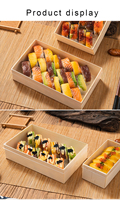 Boîte à sushi rectangulaire en bois jetable écologique portable pour sushi, gâteau, collation, chocolat, bonbons, biscuits, pain, pizza, sandwich